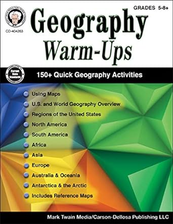 mark twain media geography warm ups workbook 5th 6th grade 96pgs 1st edition cindy barden ,wendi silvano