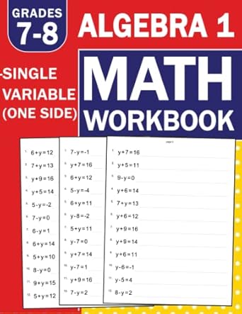 math algebra 1 workbook grades 7 8 single variable with answers algebra 1 equation practice workbook for 7th