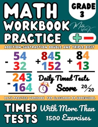 math workbook grade 3 addition and subtraction with 2 and 3 digit numbers 3rd grade timed test math workbook