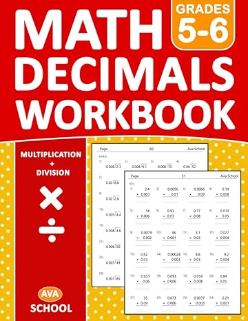 decimals math practice workbook for grades 5 6 multiplication and division decimals practice problems of