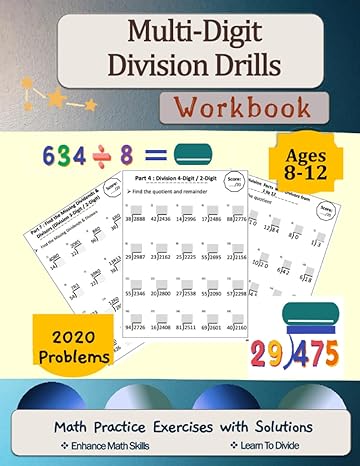 multi digit division drills workbook math practice problems with solutions division facts single double