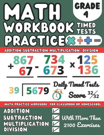 math workbook grade 4 multiplication division addition subtraction 4th grade math practice workbook multi