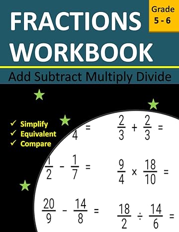 fractions math workbook for grades 5 6 add subtract multiply divide practice sheet 100 days of fractions