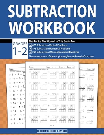 subtraction workbook grades 1 2 1st and 2nd grade math drills worksheet 2000 vertical and horizontal math