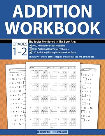 addition workbook grades 1 2 1st and 2nd grade math drills worksheet 2250 vertical and horizontal math