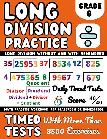 long division workbook grade 6 with and without remainder 6th grade math workbook long division for classroom