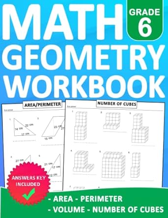 geometry math workbook for grade 6 area perimeter volume number of cubes with answers geometry math practice