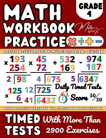 math practice workbook for 4th grade addition subtraction multiplication division 4th grade math workbook