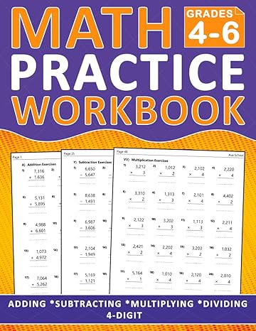 4 digit addition subtraction multiplication division workbook for 4 6th grades math practice workbook for 4th