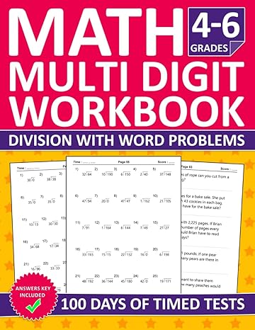 multi digit division workbook for grades 4 6 100 days of timed tests with multi digit division exercises for