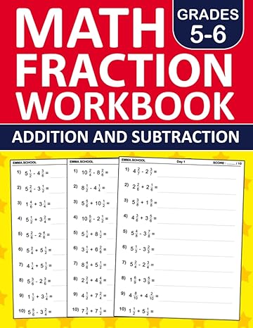 math fraction workbook for grades 5 6 addition and subtraction exercises with answer key fraction workbook