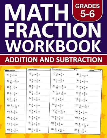 fraction math workbook for grades 5 6 addition and subtraction with answer key fraction workbook for 5th 6th