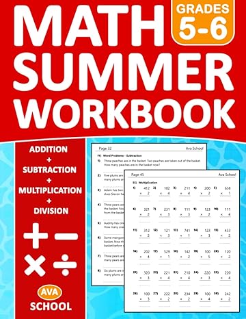 summer math workbook for grades 5 6 addition subtraction multiplication division long division word problems