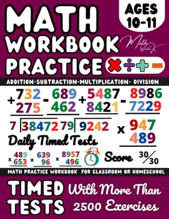 ks2 maths workbook year 6 addition subtraction multiplication division maths book for 10 11 year olds add