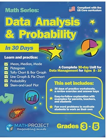 data analysis and probability for grades 3 5 or ages 8 10 mean median mode pictogram tally chart bar graph