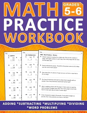 math workbook for grades 5 6 addition subtraction multiplication division long division word problems math