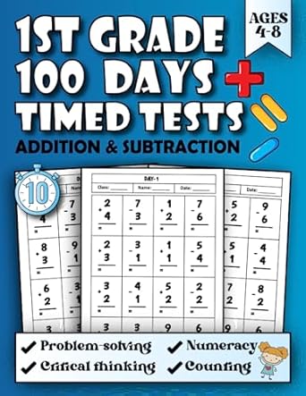 1st grade 100 days timed tests for addition and subtraction educational math workbook for kindergarten