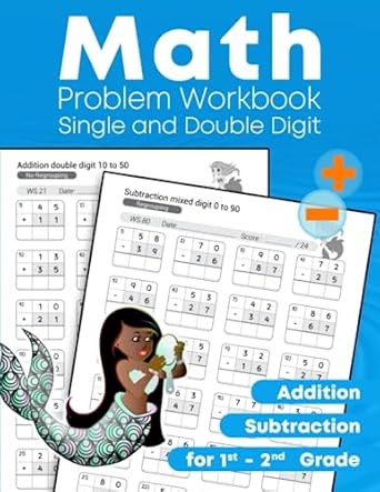 math problem workbook single and double digits addition and subtraction for 1st 2nd grade 1st edition