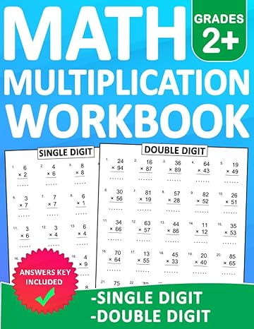 math workbook multiplication for grades 2+ with answers single digit and double digit workbook with more 1000