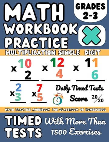 math parctice multiplication workbook grade 2 3 with single digit numbers 2nd and 3rd grades timed test math