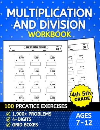 multiplication and division workbook 4th 5th grade 4 digit exercises and practice problems for elementary