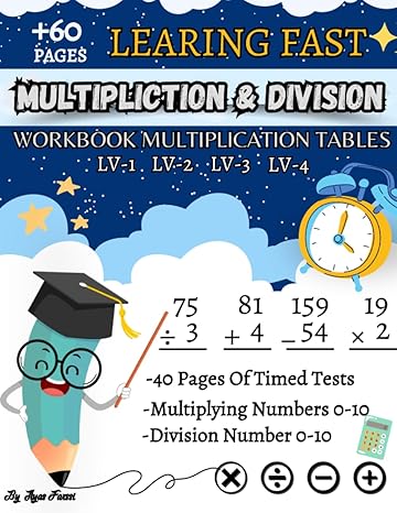 multiplication and division math workbook for 3rd 4th 5th grades +70 pages of addition subtraction and