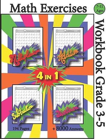 math exercises workbook grade 3 5 multiplication addition subtraction and division math drills timed test