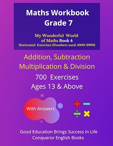 maths workbook grade 7 my wonderful world of maths 50 pages of addition subtraction division and