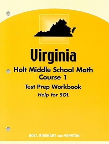 mathematics grade 6 test prep workbook course 1 holt mathematics virginia workbook edition hrw 0030384990,