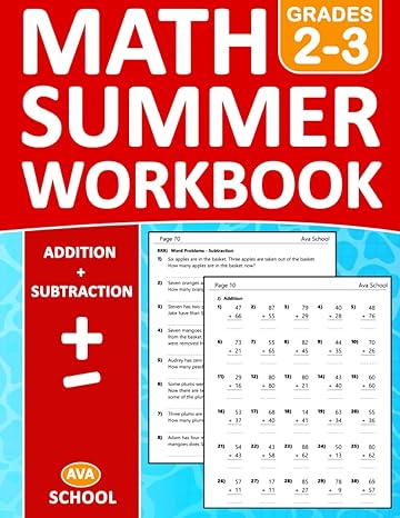 summer math workbook for grades 2 3 addition subtraction word problems math practice problems for 2nd and 3rd