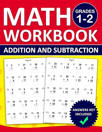 math workbook for grade 1 2 addition and subtraction exercises with answers key 1st grade and 2nd grade math