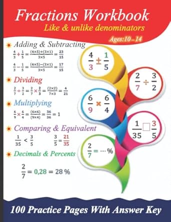 fractions workbook adding and subtracting multiplying and dividing comparing equivalent decimals and percents