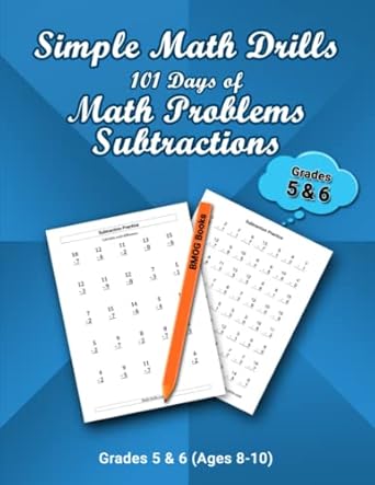 simple math 101 days of timed practice tests grades 5 6 subtractions drills digits practice problems