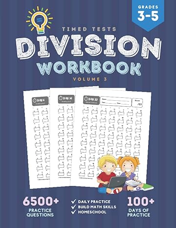 timed tests division workbook division facts math workbook for 3rd 4th 5th grades with over 100 days of timed