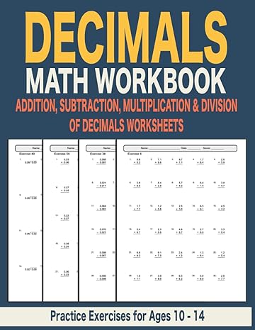 decimals math workbook addition subtraction multiplication and division of decimals worksheets 1st edition