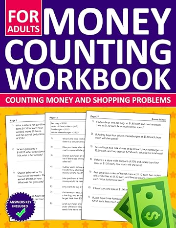 money workbook for adults with counting money shopping and wages problems math money workbook with money and