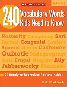 240 vocabulary words kids need to know grade 6 24 ready to reproduce packets inside 1st edition  0545468663