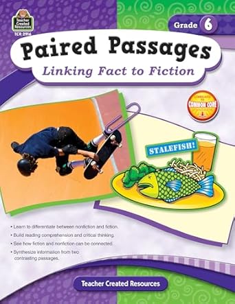 teacher created resources paired passages linking fact to fiction book grade 6 1st edition ruth teacher