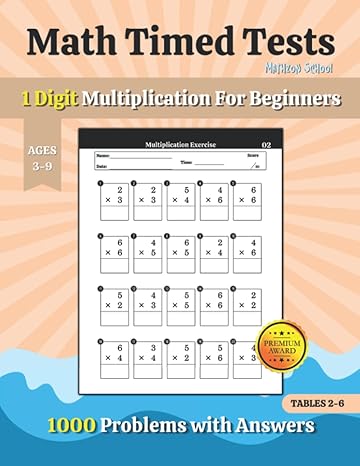 math timed tests daily practice multiplication workbook for beginners kids grade 1st 2nd 3rd 4th 5th 6th and