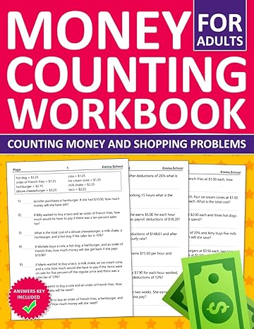 counting money workbook for adults math money workbook with counting money wages and shopping problems