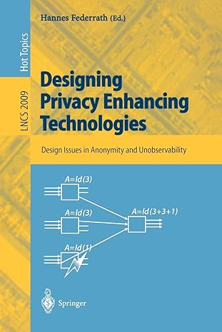 designing privacy enhancing technologies international workshop on design issues in anonymity and