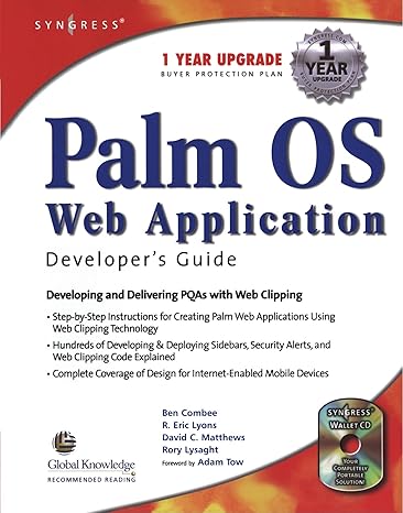 palm os web application developers guide including pqa and web clipping book and cd-rom edition syngress