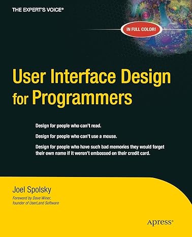 user interface design for programmers 1st edition avram joel spolsky 1893115941, 978-1893115941