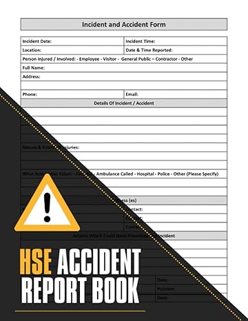 hse accident report book record all injuries in your business to improve health and safety in your work 1st