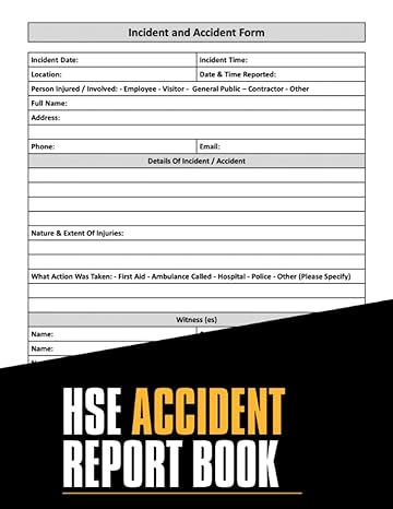 hse accident report book accident and incident report log for workplace company and construction site 1st