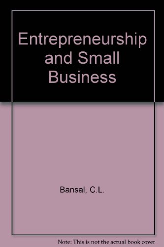 entrepreneurship and small business  c.l. bansal 8124100187, 9788124100189