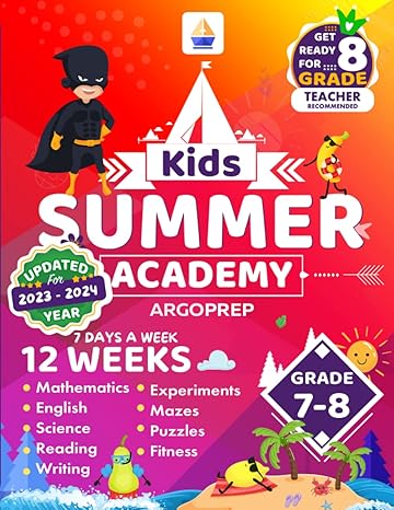 kids summer academy by argoprep grades 7 8 12 weeks of math reading science logic fitness and yoga  included