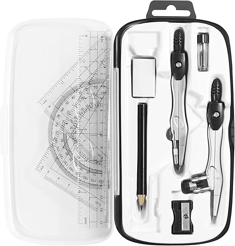 math geometry kit sets 10 piece student supplies with shatterproof storage box includes rulers protractor