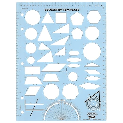 learning advantage geometry template sturdy geometric stencil to draw 2d shapes and measure angles includes