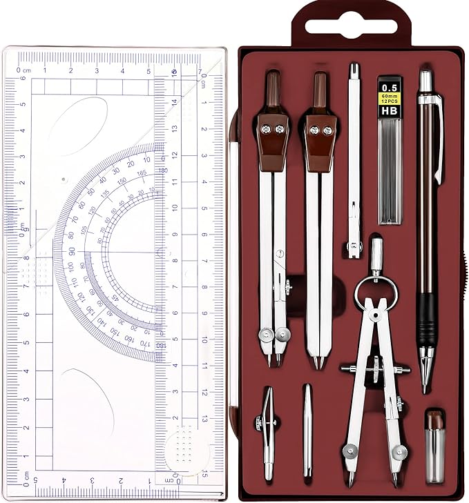 13 pieces math compass and protractors set geometry tools kit metal geometry drawing tools precision set